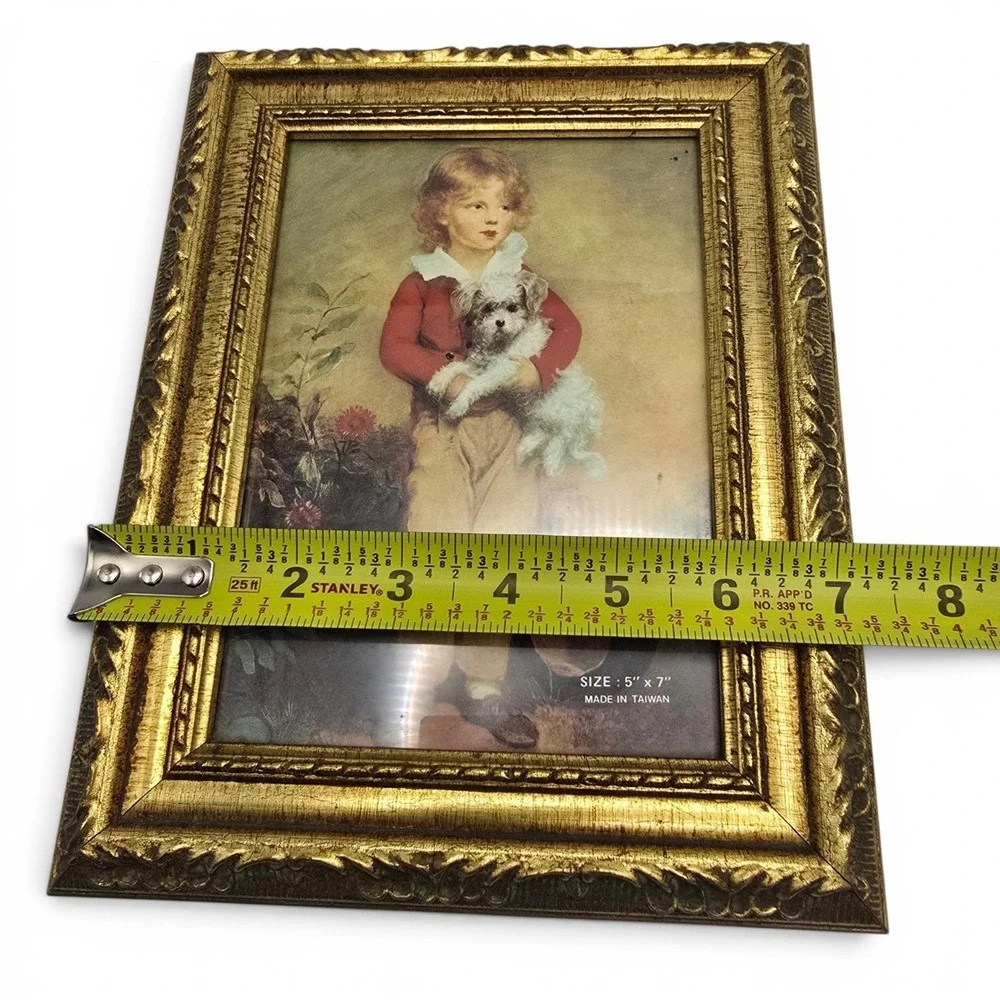 Vintage Ornate Gold Tone Picture Frame 5x7 Tabletop Easel Frame Baroque Style